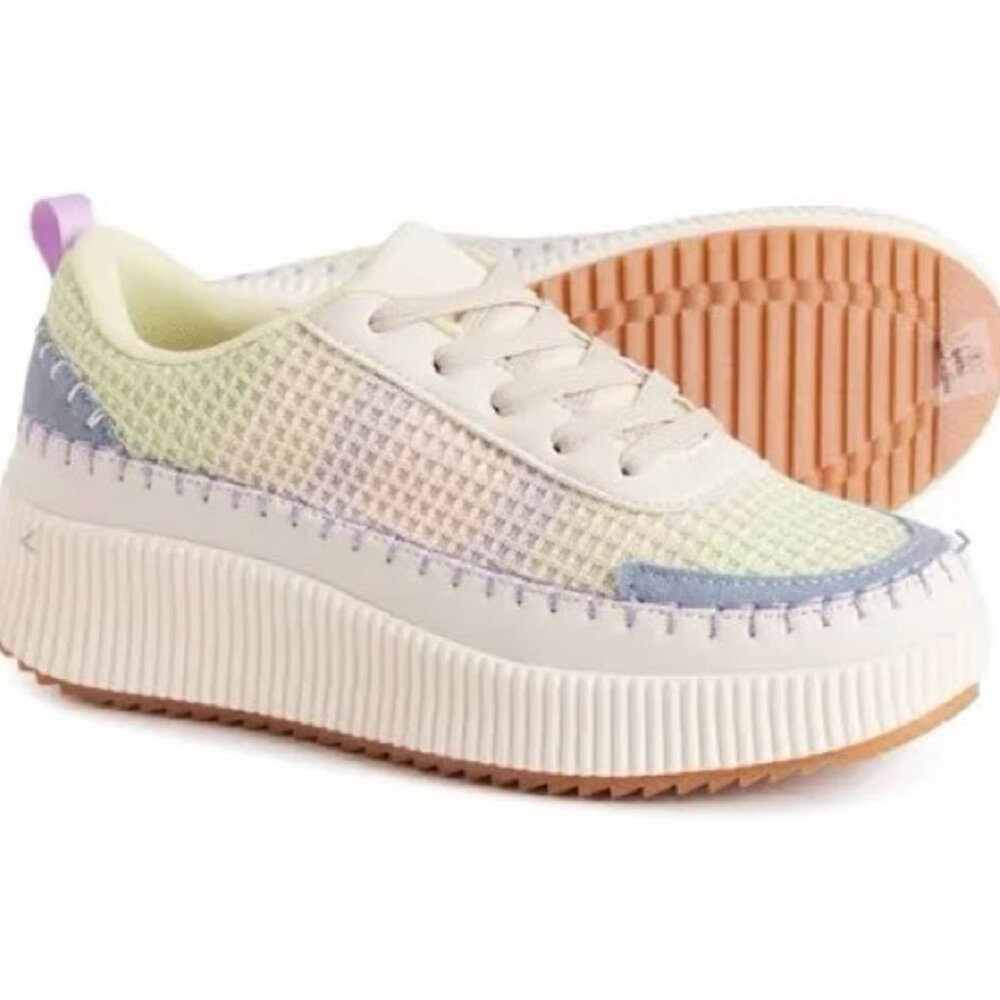 NWT Nicole Miller Brita Platform Knit Sneakers Beige Mist Multi-colored 8.5